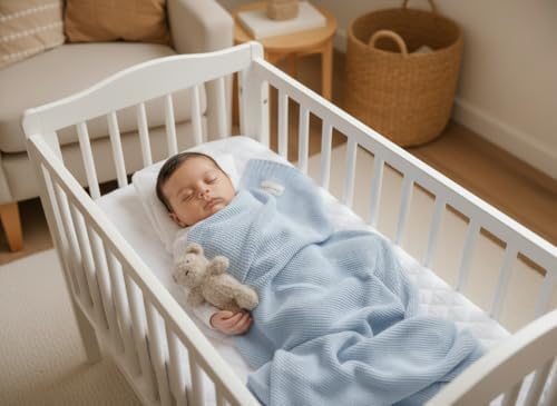 100% Organic Cotton Heritage Knit Textured Baby Quilt Blanket - Image 5