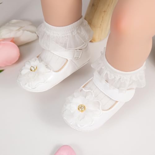 Meckior Infant Baby Girls Soft Sole Bowknot Princess Wedding Dress Mary Jane - Image 2