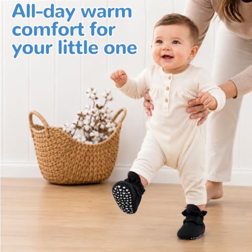 Pro Goleem Unisex Cotton Baby Booties, Warm Cozy Stay-On Baby Slippers - Image 2