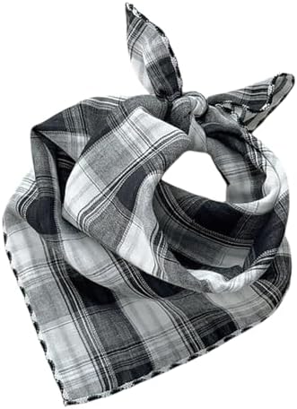 Double Layers Two Tones Dog Cotton Bandana Bibs Scarf DCB05 B&G by Pemilosci