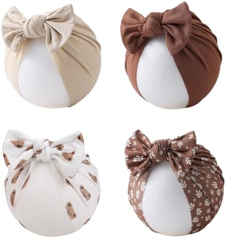 Baby Girls Hair Bow Knot Turban Hat Newborn Hospital Hats Infant Toddler Head by KIDOCHEESE