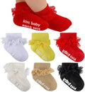 Baby Girl Ruffle Socks with Grips Lace Frilly Ankle Dress Socks by MKYSZLTSOCKS-EnjoyComfort