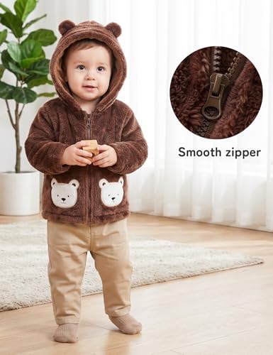 Unisex Baby Fleece Jacket Winter Sherpa Lined Hoodie - Image 4