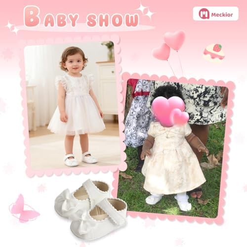 Meckior Infant Baby Girls Soft Sole Bowknot Princess Wedding Dress Mary Jane - Image 3