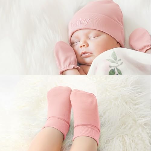 BQUBO Newborn Baby Hat Mittens Socks Set Infant Cotton Beanie Gloves Thick Warm - Image 2