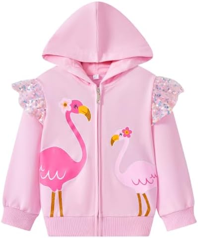 Baby Girl Zip-up Jacket Rainbow Unicorn Cotton Hoodie Sweatshirt Toddler Fall by Popshion