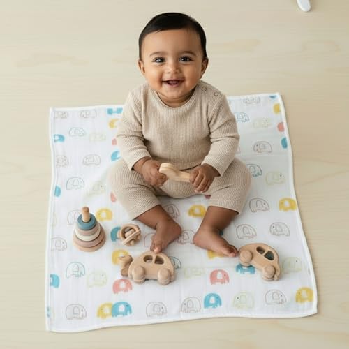 Cotton Baby Swaddle Blanket 28"x28" – Soft Breathable Newborn Receiving Blanket - Image 2
