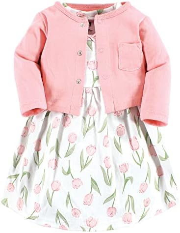 Hudson Baby Infant and Toddler Girls Cotton Dress and Cardigan Set by HudsonBaby