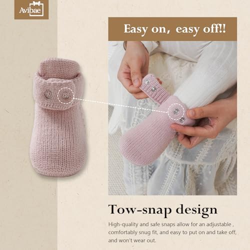 Avibae Baby Booties, Warm Infant Girl Boy Socks Bootie, Newborn Knit Shoes - Image 4