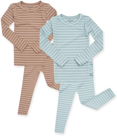 AVAUMA Stripe Pattern Baby Boys Girls Pajama Set Kids Toddler Snug fit Ribbed by AVAUMA