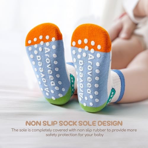 Aroveea Toddler Socks Non Slip Grip Ankle Baby 12 Pack - Image 2