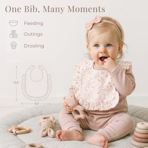 Konssy 6-Pack Muslin Baby Girl Bibs, Absorbent Drool Bibs - Image 2