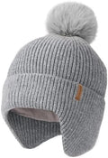 Camptrace Baby Toddler Winter Earflap Hat Fleece Lined Kid Pom Beanie by Camptrace
