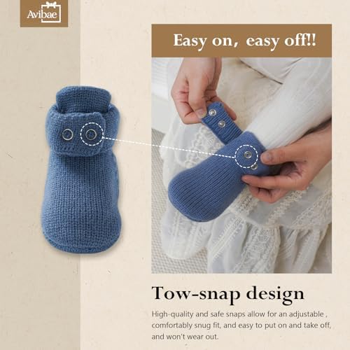 Avibae Baby Booties, Warm Infant Girl Boy Socks Bootie, Newborn Knit Shoes - Image 4