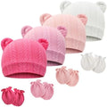 Newborn Baby Hat and Mittens Set Bear Ears Toddler Infant Beanie Caps Newborn by AQOKKA