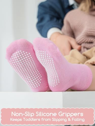 Aroveea Toddler Socks Non Slip Grip Ankle Baby 12 Pack - Image 3