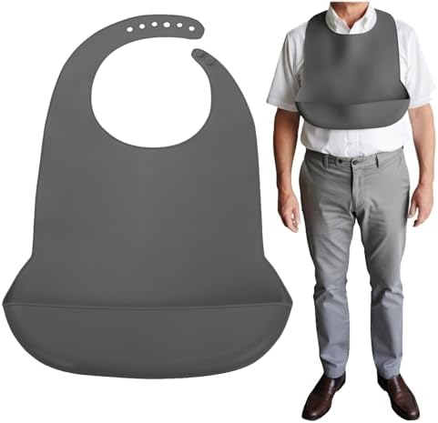 Silicone Adult Bib, Adjustable and Washable Bib by Tiwerlfe