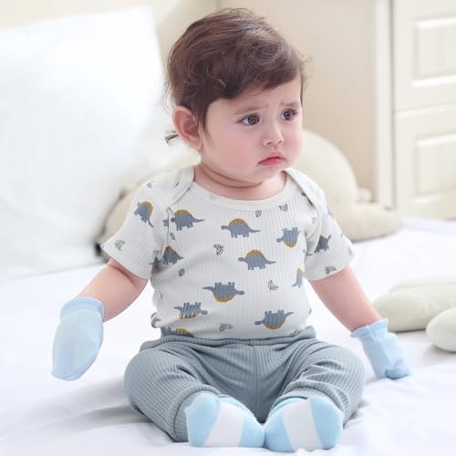 Ruliby Baby Bodysuit and Pant Set Summer Ribbed Mix Match Infant Clothes - Image 3