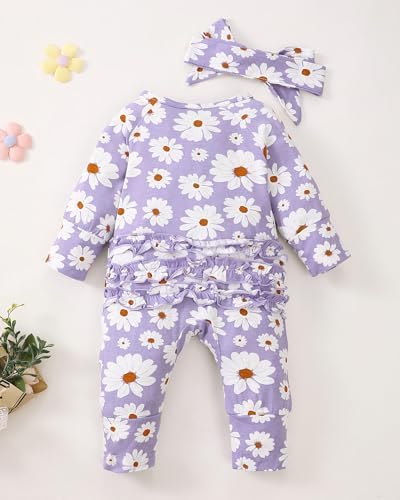 Mikrdoo Newborn Baby Girl Clothes Long Sleeve Romper - Image 3