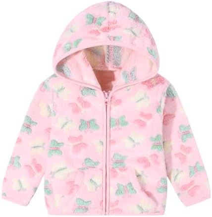 Toddler Baby Girl Fleece Jackets Fall Clothes Hooded Zip Fuzzy Coats by Adarl