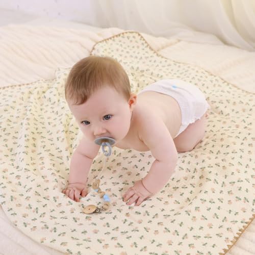 Baby Swaddel Blanket Cotton Muslin Thick Bath Towel Dotted Backing Double Layer - Image 2