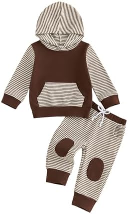 Infant Baby Boy Fall Winter Clothes Outfit Hooded Long Sweatshirt Pant Set by LIOMENGZI