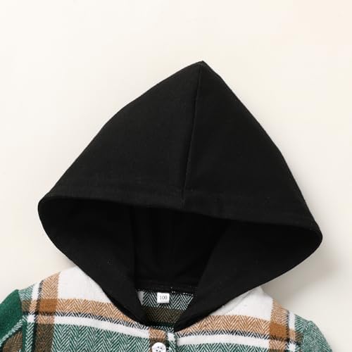 YOUNGER STAR Toddler Kids Boys Girls Flannel Hooded Plaid Shirt Button Baby Red - Image 4
