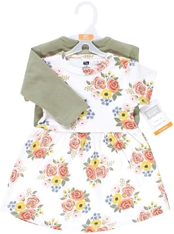 Hudson Baby Infant and Toddler Girls Cotton Dress and Cardigan Set - Image 2