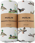 2 Pack Mallard Duck Muslin Swaddle Blankets 70% Bamboo 30% Cotton Breathable by REZIPO