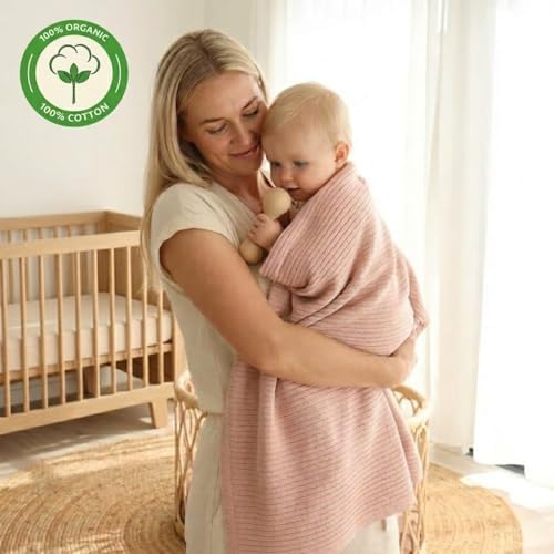 Receiving Blankets, 100% Organic Cotton Knit, Baby Swaddle 2-Pack | - Image 5