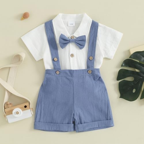 PUHHAPIEY Baby Boy Gentleman Wedding Outfit Dress Romper Suspender Pants | 0 3 - Image 2