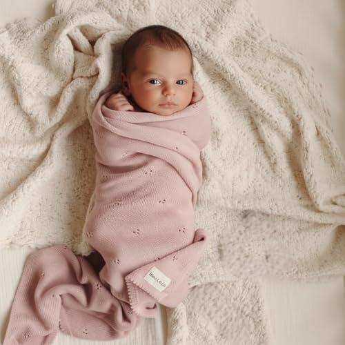 100% Luxury Organic Cotton Pointelle Knit Baby Quilt Blanket - Image 2