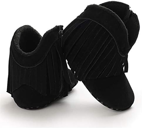 Timatego Baby Girl Cowboy Tassel Boots Side Zipper Non Slip Stay On Booties - Image 4