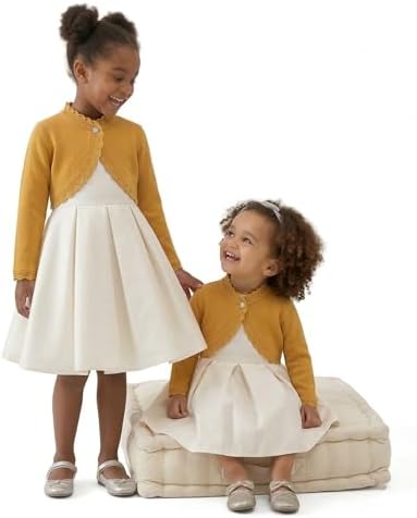 Lilax Little Girls' Knit Long Sleeve Button Closure Bolero Cardigan Shrug - Image 3