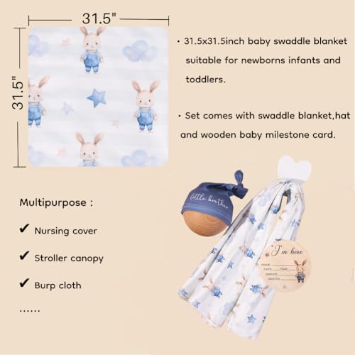 Ylsteed Baby Highland Cow Swaddle Blanket and Headband Set, Newborn Receiving - Image 6