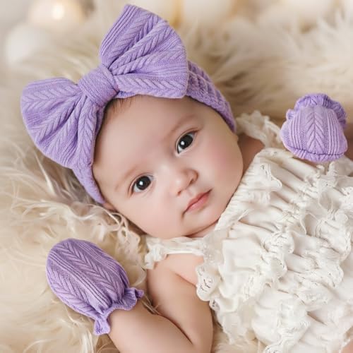 BQUBO Baby Turban Hats and Mittens Set Newborn Infant Hospital Hats Caps - Image 2