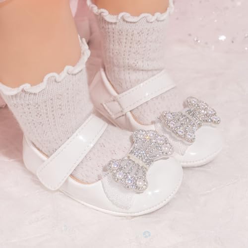 Meckior Infant Baby Girls Soft Sole Bowknot Princess Wedding Dress Mary Jane - Image 2