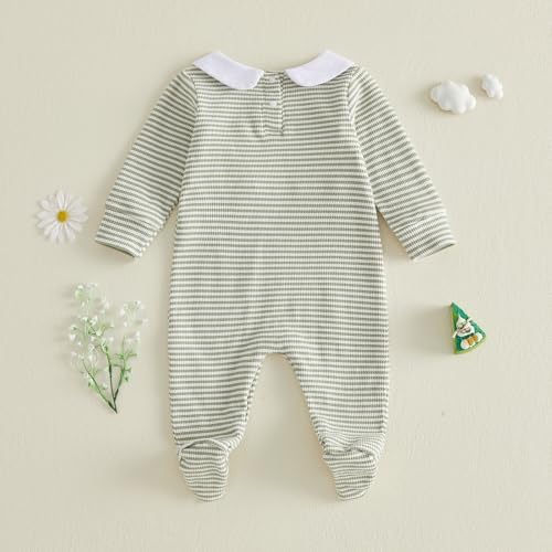 Bagilaanoe Newborn Baby Boy Footie Romper Waffle Knit Outfit Fall Jumpsuit | - Image 7