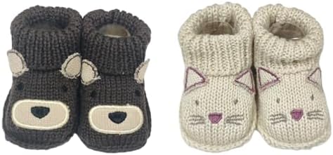 2 pairs Cute Knit Animal Baby Booties by Unknown