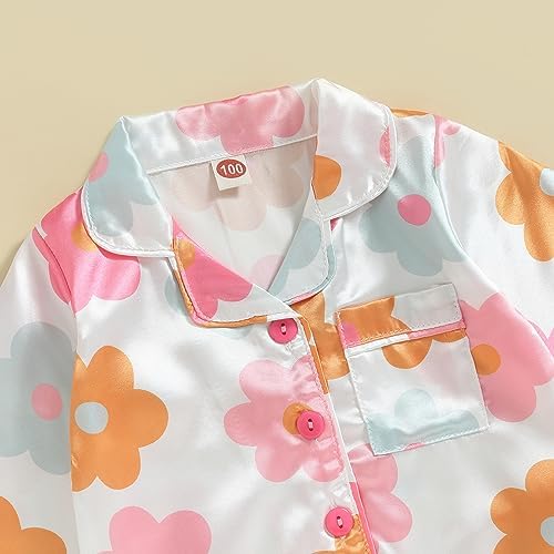 Kids Baby Girl Boy Satin Pajamas Set Button Down Sleep Shirt Top+Long Pants - Image 4