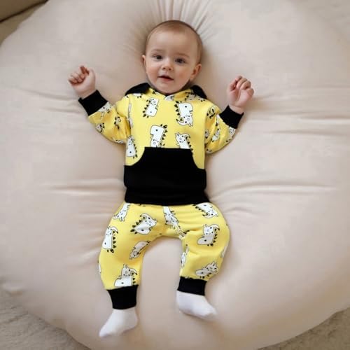 Infant Baby Boy Fall Winter Clothes Outfit Hooded Long Sweatshirt Pant Set - Image 2