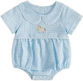 Baby Boy Girl Bubble Romper Short Sleeve Collar Summer Bodysuit by Merqwadd