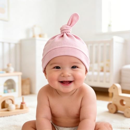 LAWKUL Cotton Baby Newborn Hats Set, 3 Pack, 0-6 Months - Image 3