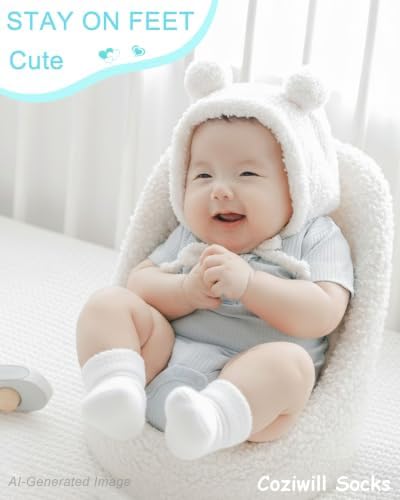 Baby Socks Newborn Terry Cotton Ankle Crew Socks 0-3 Months Girls Preemie Turn - Image 3