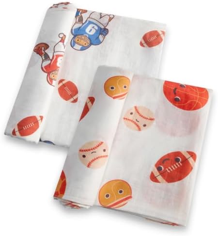 Baby Swaddle Blankets, Bamboo Muslin Receiving Blanket | 2-Pack, Lightweight & by IBESTOPIA