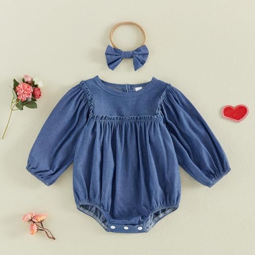 Baby Girl Denim Outfit Button Romper Jean Jumpsuit Shorts Overalls Toddler - Image 5