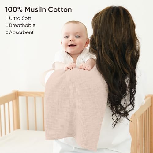 Bearmoss 6 Pack Muslin Burp Cloths - Image 2