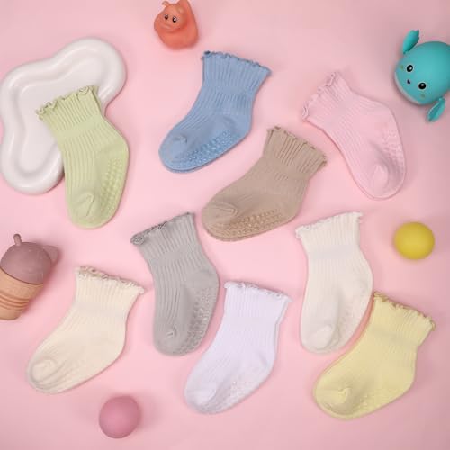 9 Pairs Toddler Ruffle Cotton Non Slip Socks Baby Boys Girls 1-3T - Image 6