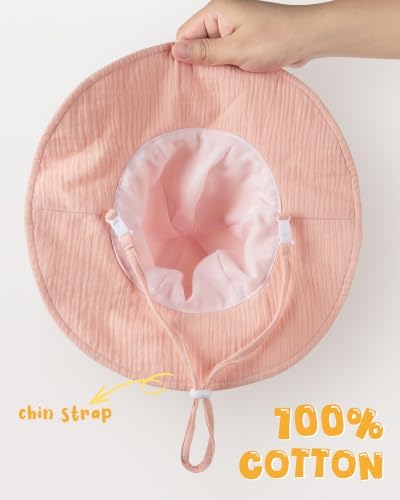HONGTEYA Baby Sun Hat Muslin Wide Brim Toddler Girl Beach Bucket Hat - Image 4