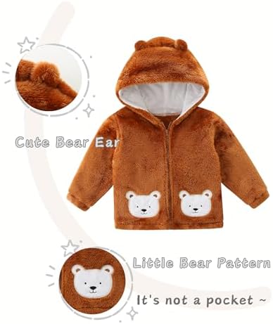 Unisex Baby Fleece Jacket Winter Sherpa Lined Hoodie - Image 3